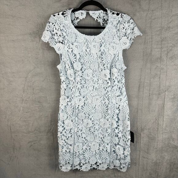 Lulus Dress Womens Large Light Blue Lace Romance Language Open Back Whimsy Party - Picture 1 of 13